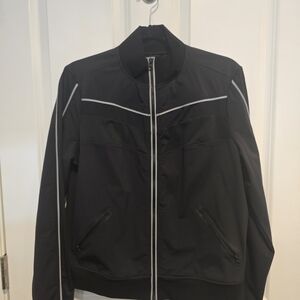 Blanc Noir Black Windbreaker with Gray Accents